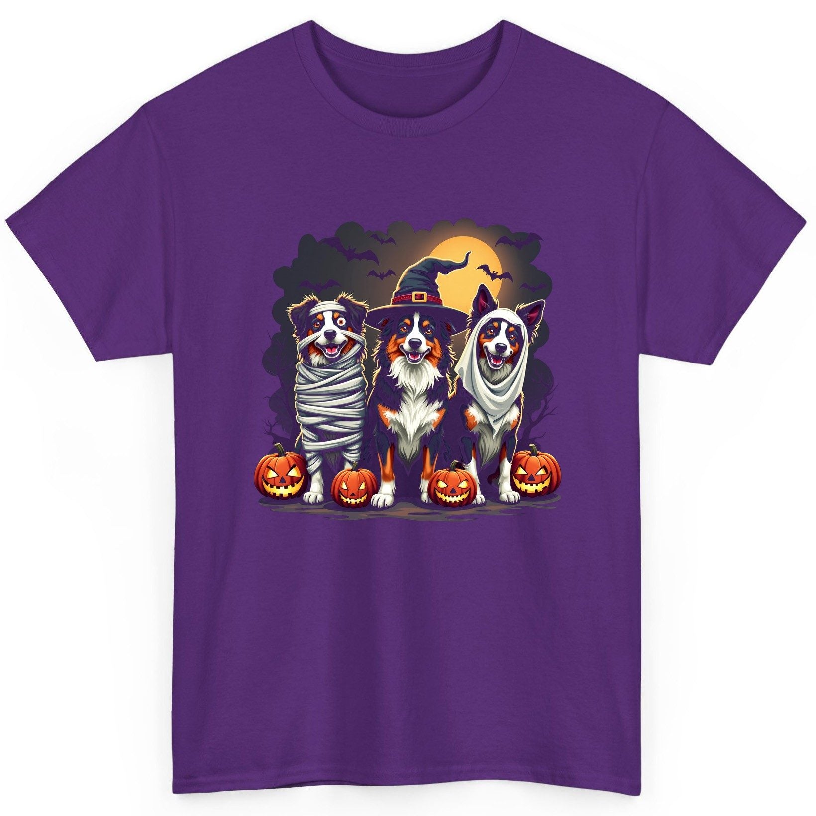 Australian Shepherd Halloween Dogs australian shepherd dogs T-Shirt Purple product mockup