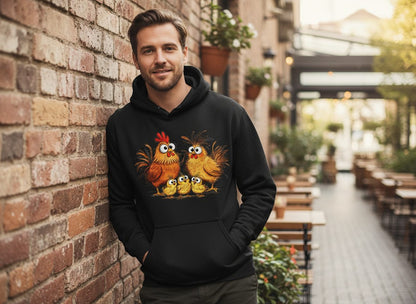 Funny Chicken Family chicken family Hoodie Black lifestyle mockup