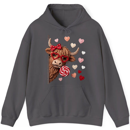 Crochet Valentine's Highland Cow highland cow Hoodie Charcoal product mockup