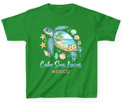 Cabo San Lucas Mexico sea turtle Youth T-Shirt Irish Green product mockup