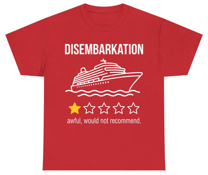 Disembarkation Awful, Would Not Recommend cruise ship humor Youth T-Shirt Red product mockup