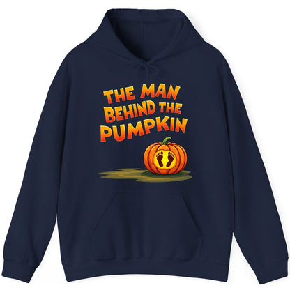 The Man Behind the Pumpkin pregnancy announcement Hoodie Navy product mockup