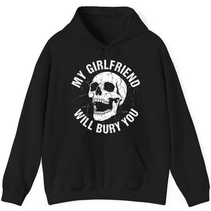 My Girlfriend Will Bury You skull Hoodie Black product mockup