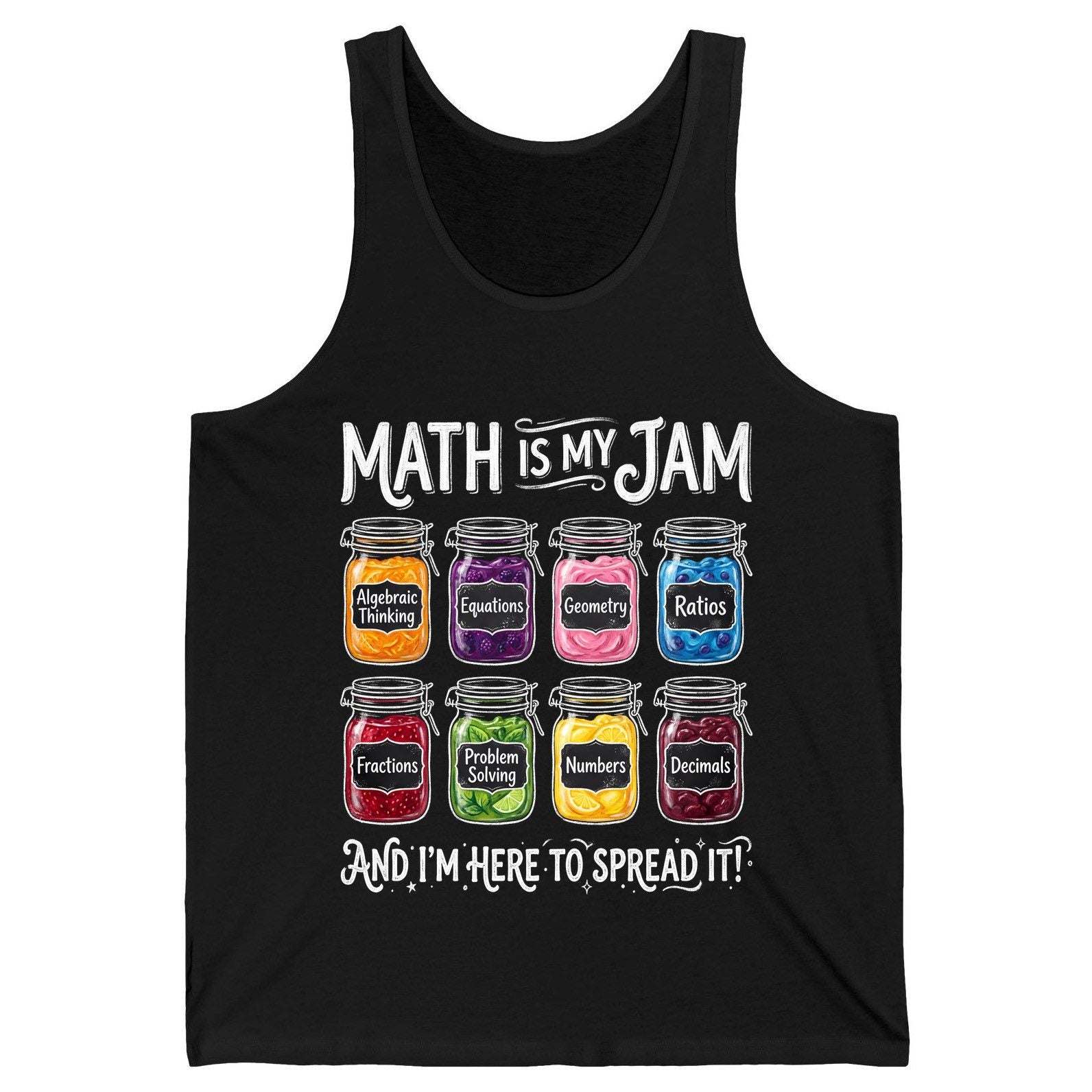 Math Is My Jam and I'm Here to Spread It! mathematics Tank Top Black product mockup