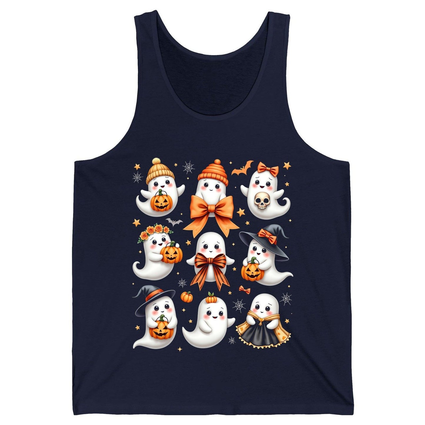 Cute Kawaii Ghosts Collection cute Halloween ghosts Tank Top Navy product mockup