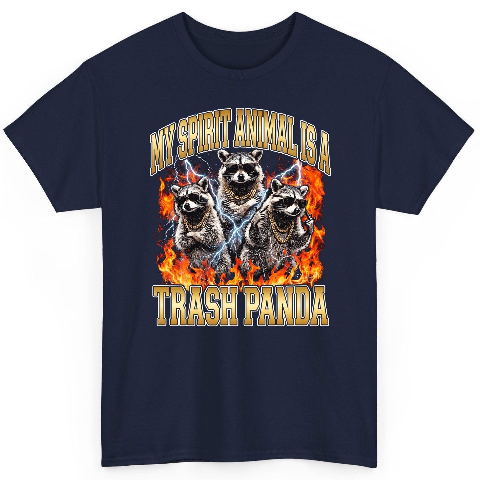 My Spirit Animal Is a Trash Panda raccoon T-Shirt Navy product mockup
