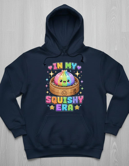 In My Squishy Era Retro Kawaii Dumpling Hoodie - product mockup - Navy