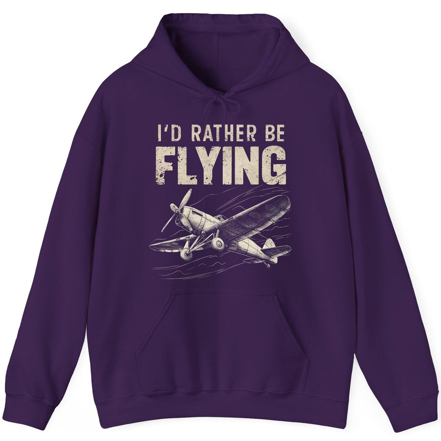 I'd Rather Be Flying vintage propeller plane Hoodie Purple product mockup