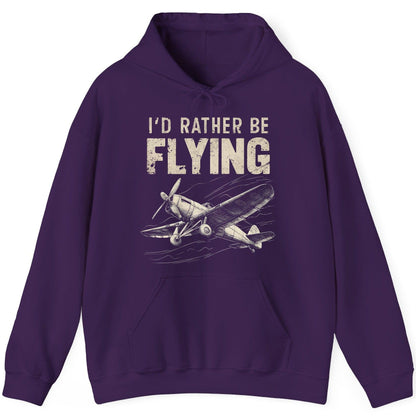I'd Rather Be Flying vintage propeller plane Hoodie Purple product mockup