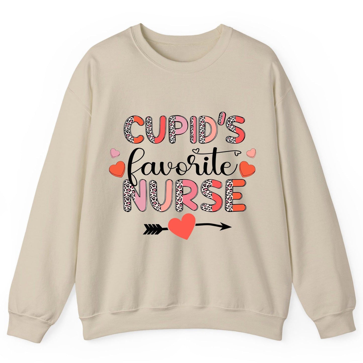 Cupid's Favorite Nurse nurse Sweatshirt Sand product mockup