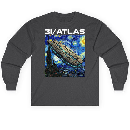 31 Atlas van gogh sci-fi mashup Long Sleeve Tee Dark Heather product mockup