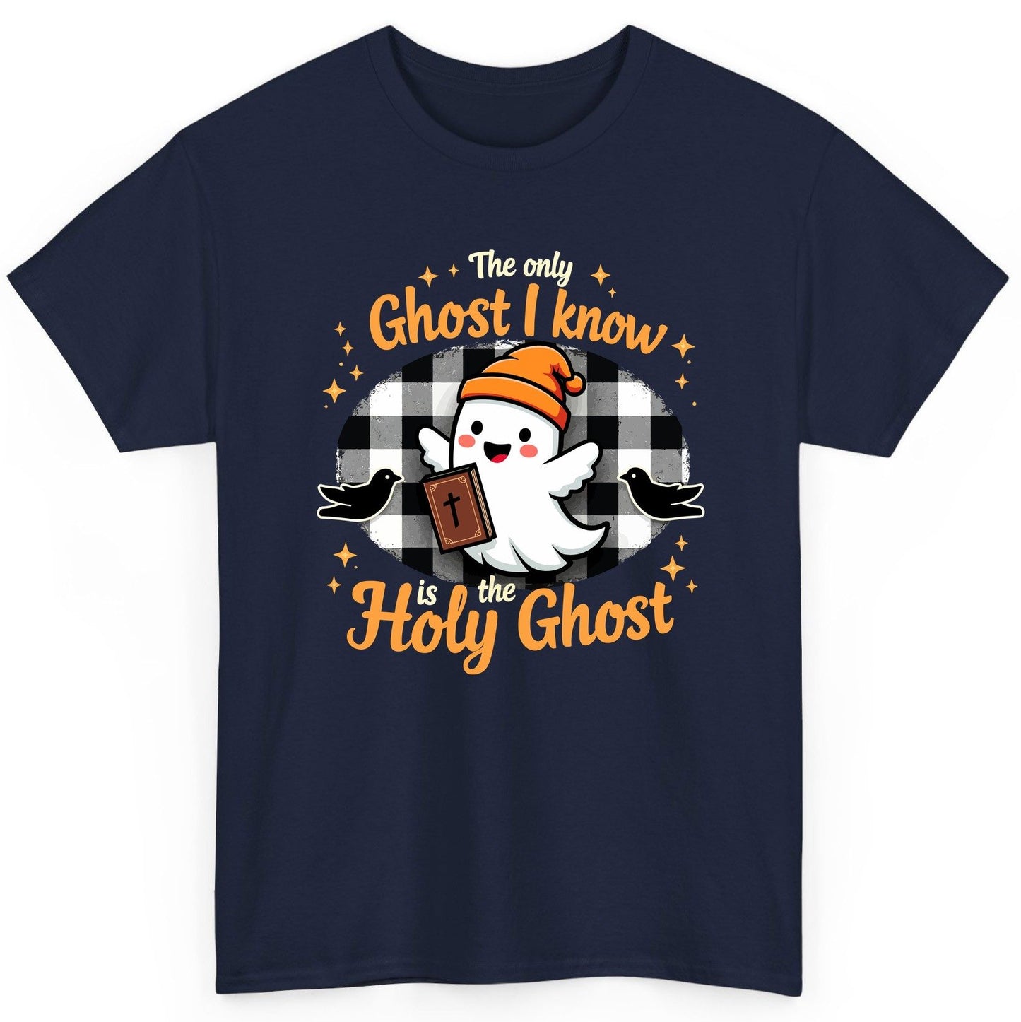 The Only Ghost I Know Is the Holy Ghost christian Halloween T-Shirt Navy product mockup