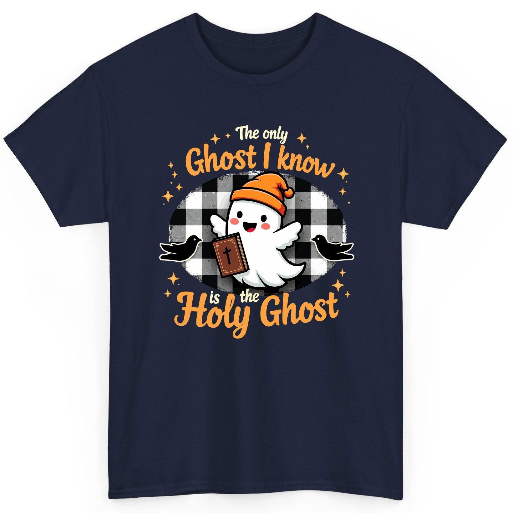 The Only Ghost I Know Is the Holy Ghost christian Halloween T-Shirt Navy product mockup