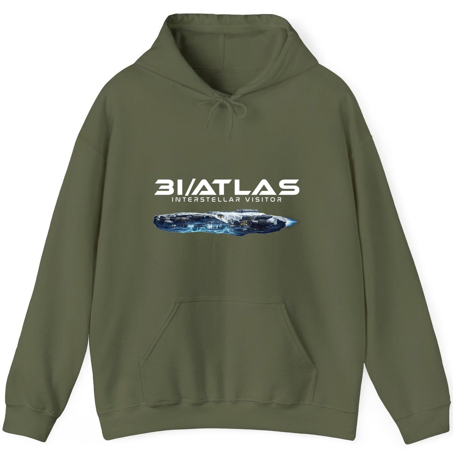 31 Atlas Interstellar Visitor sci-fi spaceship Hoodie Military Green product mockup