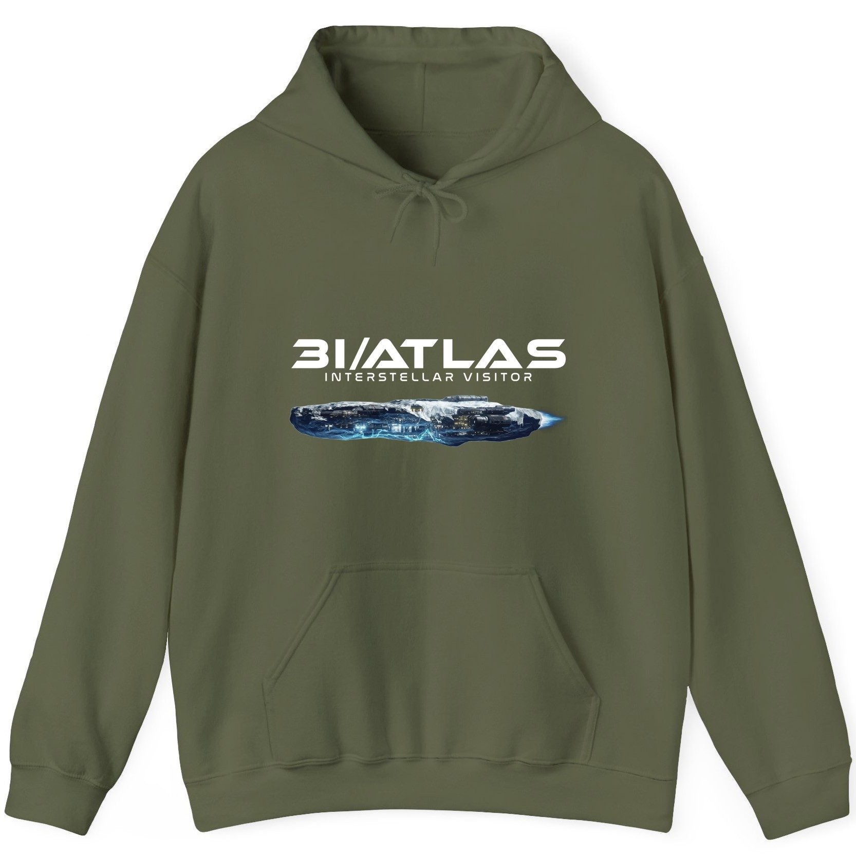 31 Atlas Interstellar Visitor sci-fi spaceship Hoodie Military Green product mockup