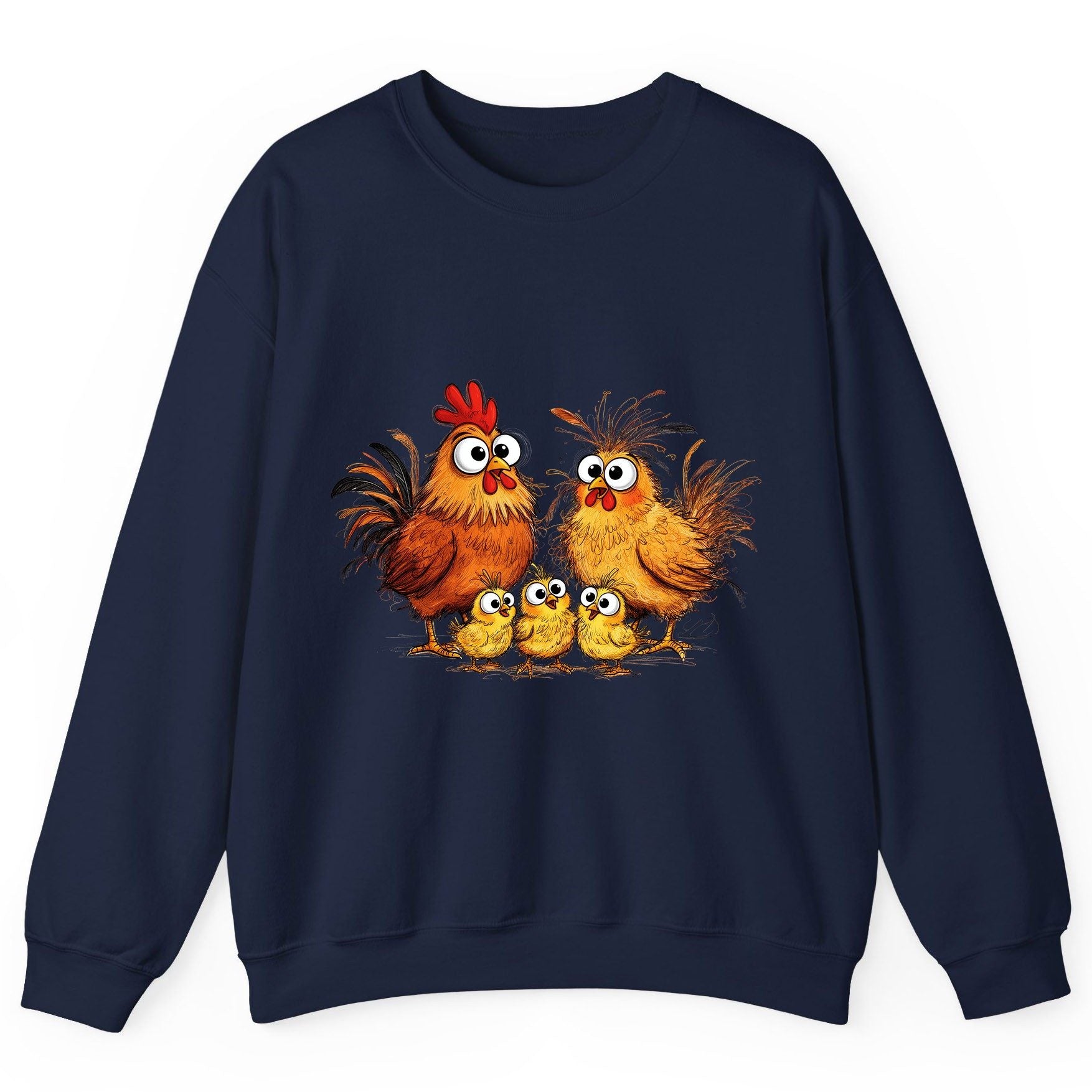 Funny Chicken Family chicken family Sweatshirt Navy product mockup