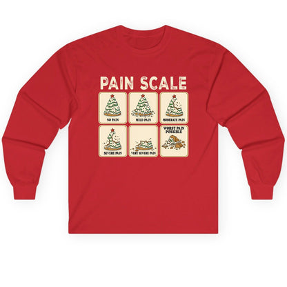 Pain Scale Christmas cookie pain scale Long Sleeve Tee Red product mockup