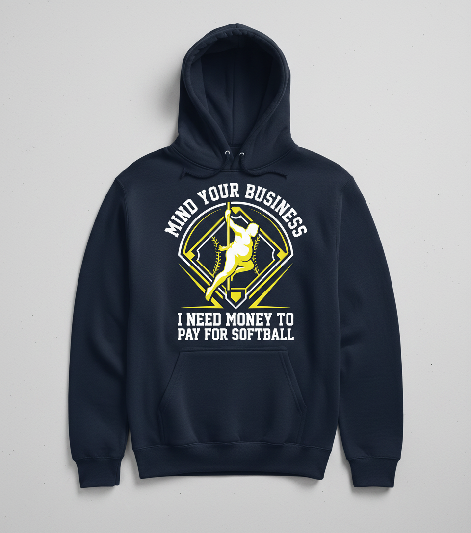Mind Your Business I Need Money For Softball Funny Pole Dancer Hoodie - Navy