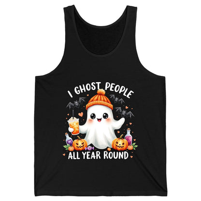 I Ghost People All Year Round cute ghost Tank Top Black product mockup