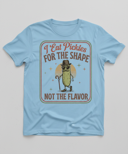 Funny Pickle I Eat Pickles For The Shape Retro Design T-Shirt - Light Blue