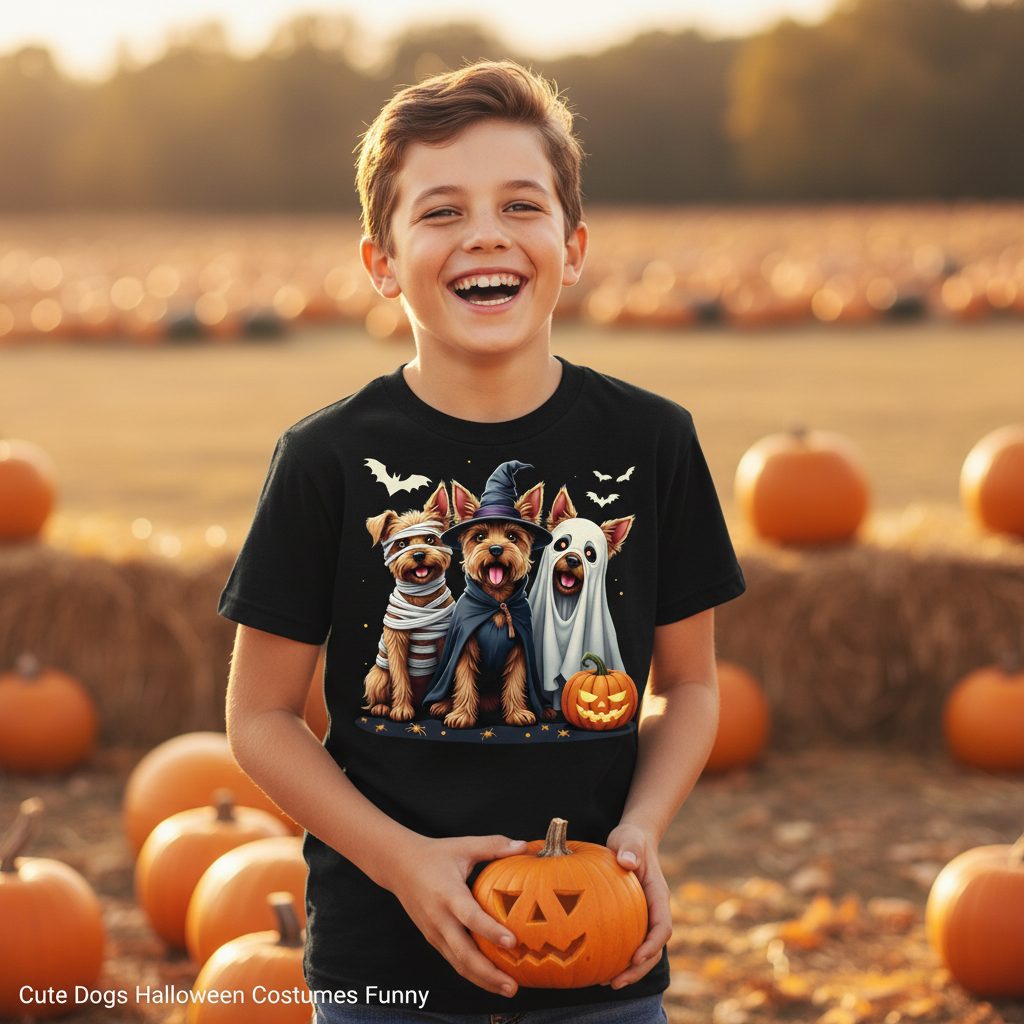 Cute Dogs Halloween Costumes dogs in Halloween costumes Youth T-Shirt Black lifestyle mockup