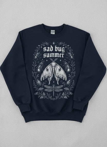 Sad Bug Summer Vintage Insects Sweatshirt - product mockup - Navy