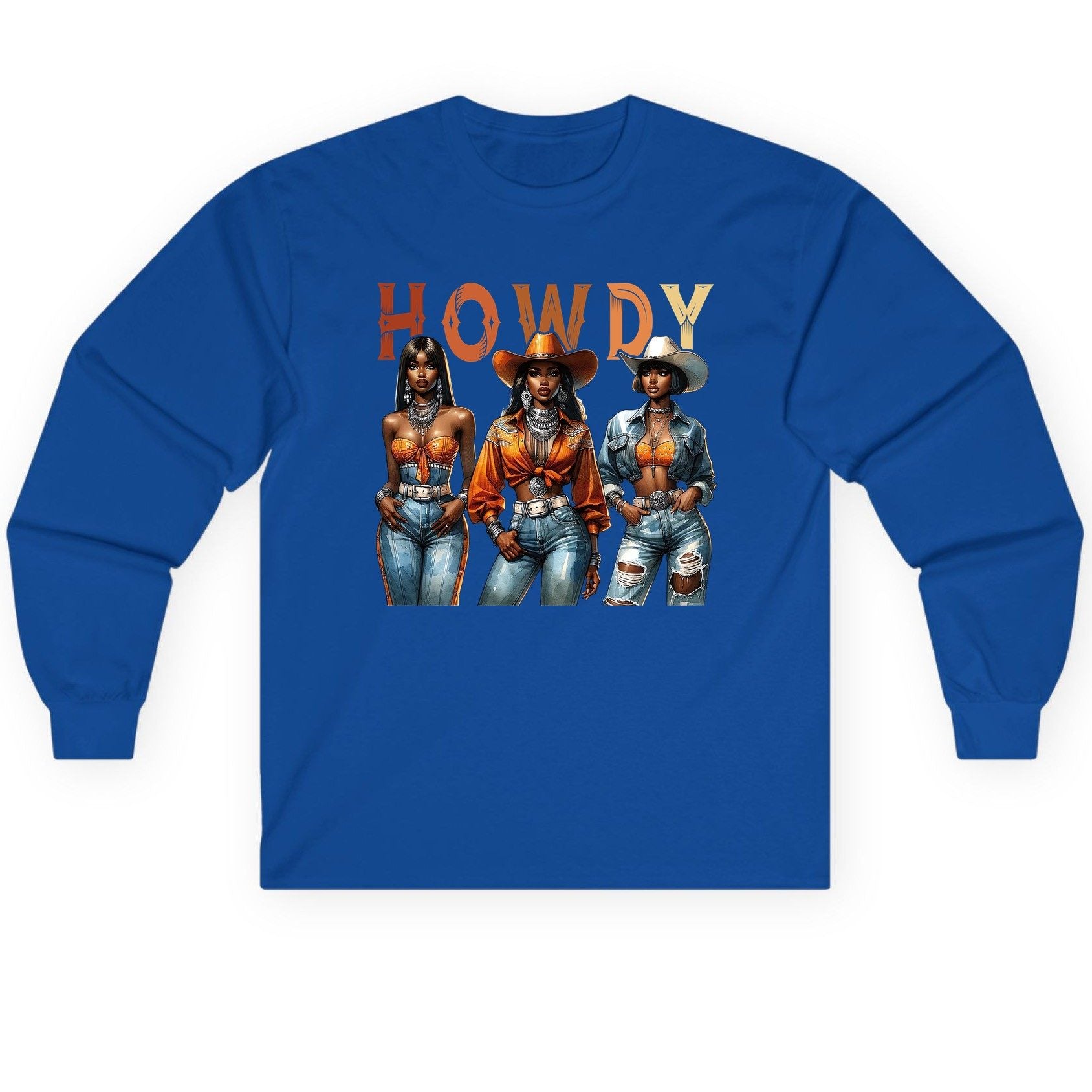 Howdy black cowgirls Long Sleeve Tee Royal product mockup