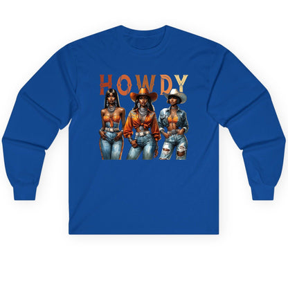 Howdy black cowgirls Long Sleeve Tee Royal product mockup