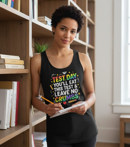 Test Day You'll Eat This Test & Leave No Crumbs Testing Tank Top - lifestyle model mockup - Black