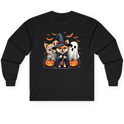 Cute Halloween Corgi Dogs Halloween corgis Long Sleeve Tee Black product mockup
