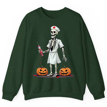Spooky Skeleton Nurse Halloween skeleton nurse Sweatshirt Forest Green product mockup
