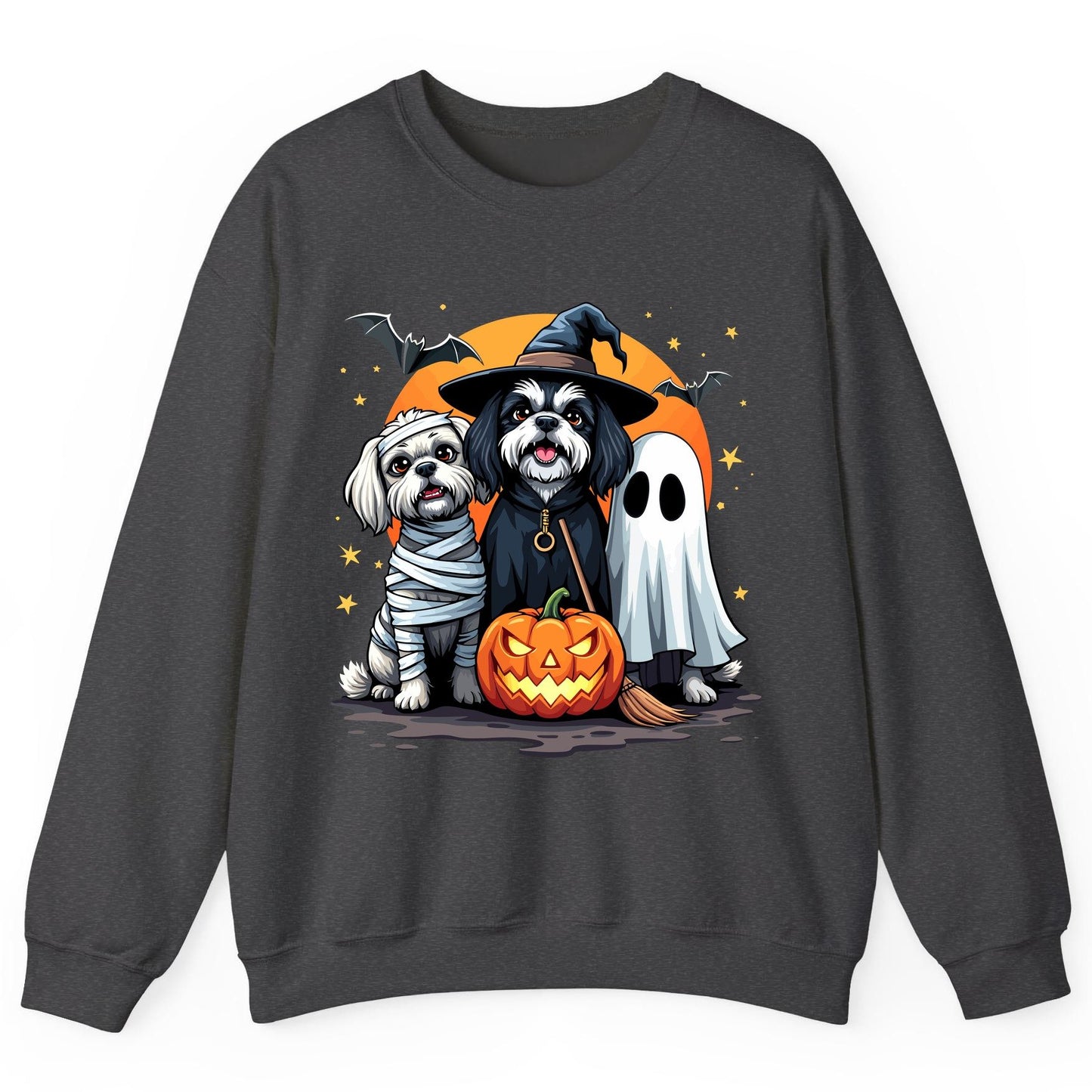 Halloween Dogs Costumes Halloween dogs Sweatshirt Dark Heather product mockup