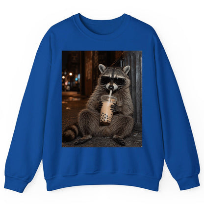 Cool Raccoon Bubble Tea Funny Lovers Sweatshirt - product mockup - Royal