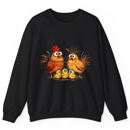 Funny Chicken Family chicken family Sweatshirt Black product mockup
