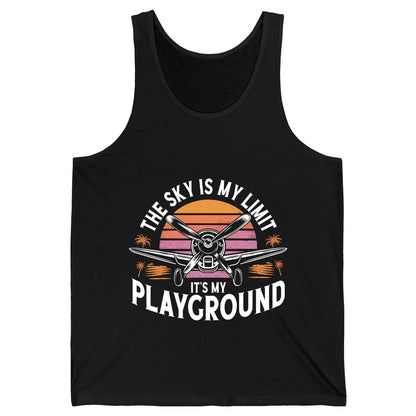 The Sky Is My Limit It's My Playground aviation Tank Top Black product mockup