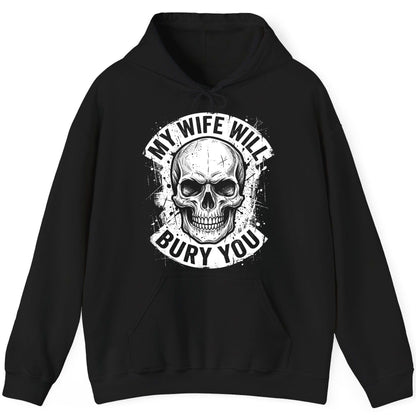 My Wife Will Bury You skull Hoodie Black product mockup