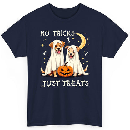 No Tricks Just Treats Halloween dogs T-Shirt Navy product mockup