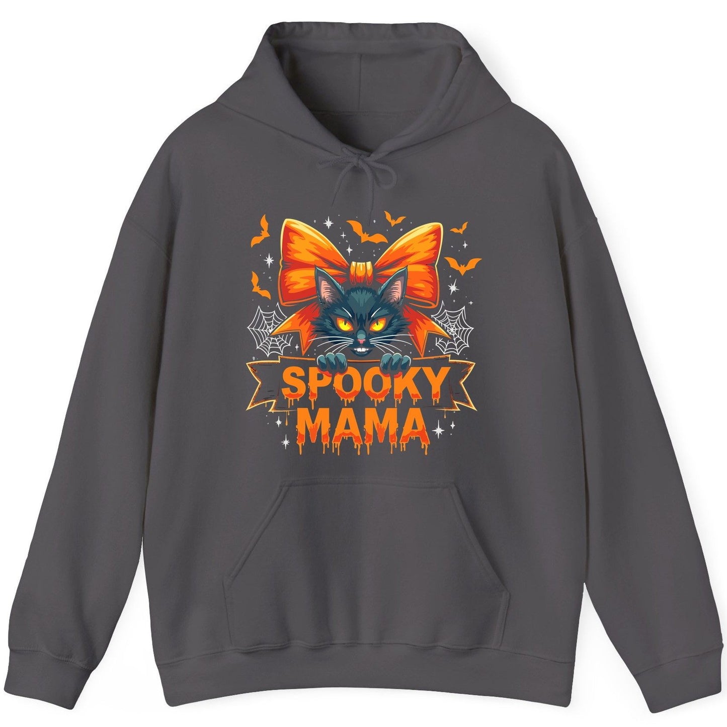 Spooky Mama black cat Hoodie Charcoal product mockup