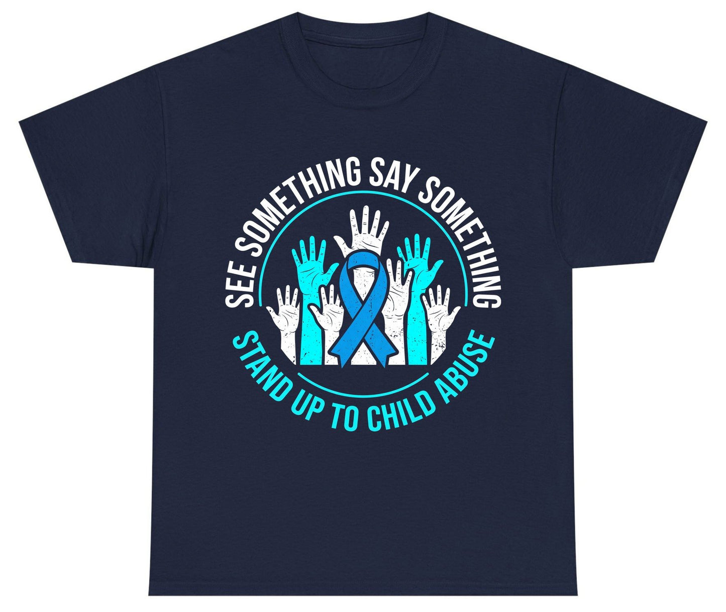 See Something Say Something Stand Up to Child Abuse Youth T-Shirt - product mockup - Navy