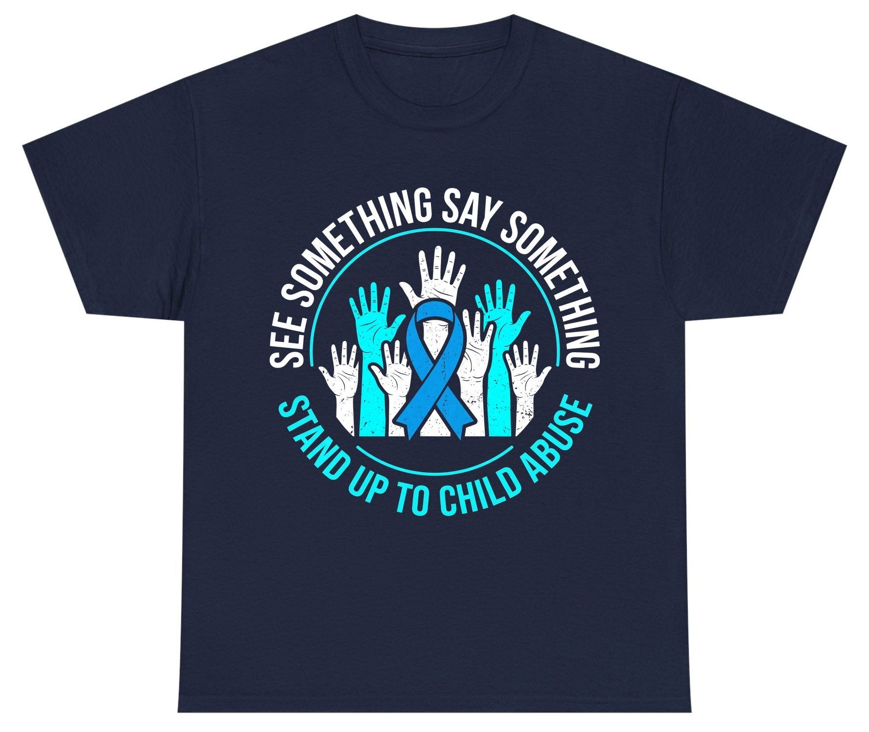 See Something Say Something Stand Up to Child Abuse Youth T-Shirt - product mockup - Navy