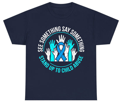 See Something Say Something Stand Up to Child Abuse Youth T-Shirt - product mockup - Navy