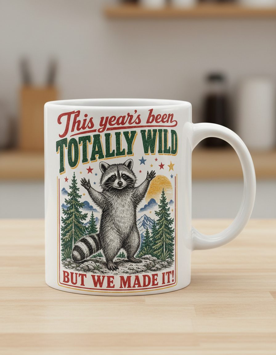 Totally Wild Raccoon Funny Animal Lovers White Mug - product mockup - White