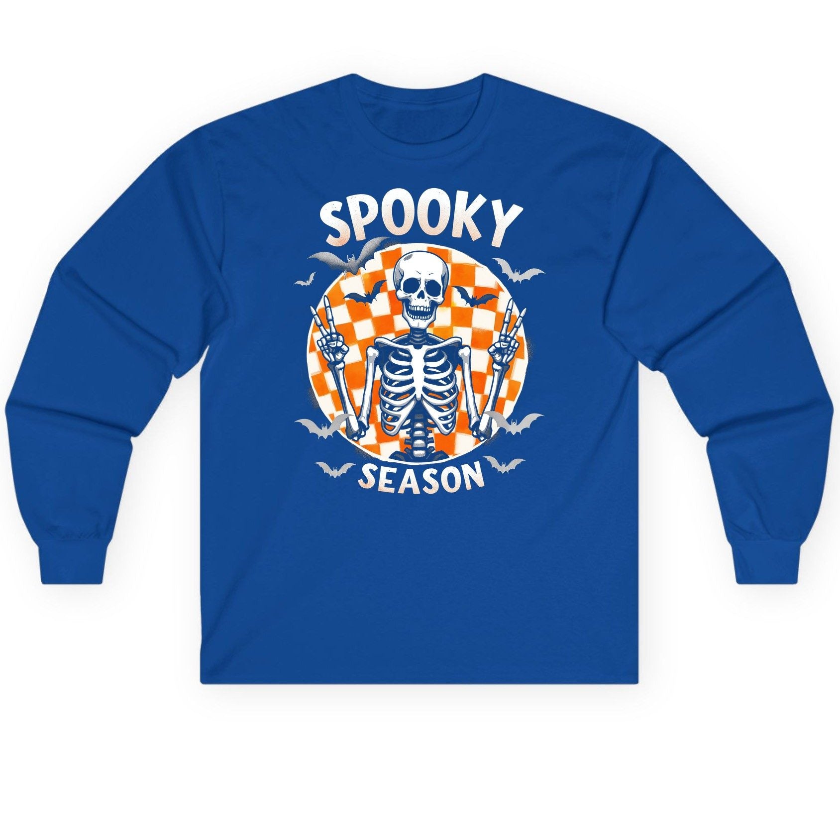 Spooky Season Halloween skeleton Long Sleeve Tee Royal product mockup