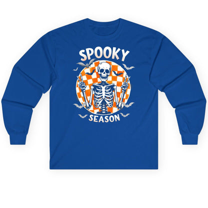 Spooky Season Halloween skeleton Long Sleeve Tee Royal product mockup