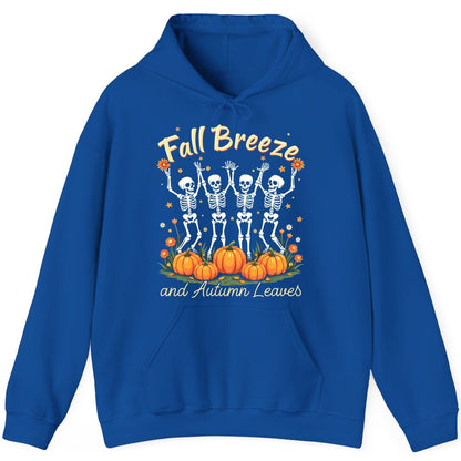 Fall Breeze and Autumn Leaves dancing skeletons Hoodie Royal product mockup