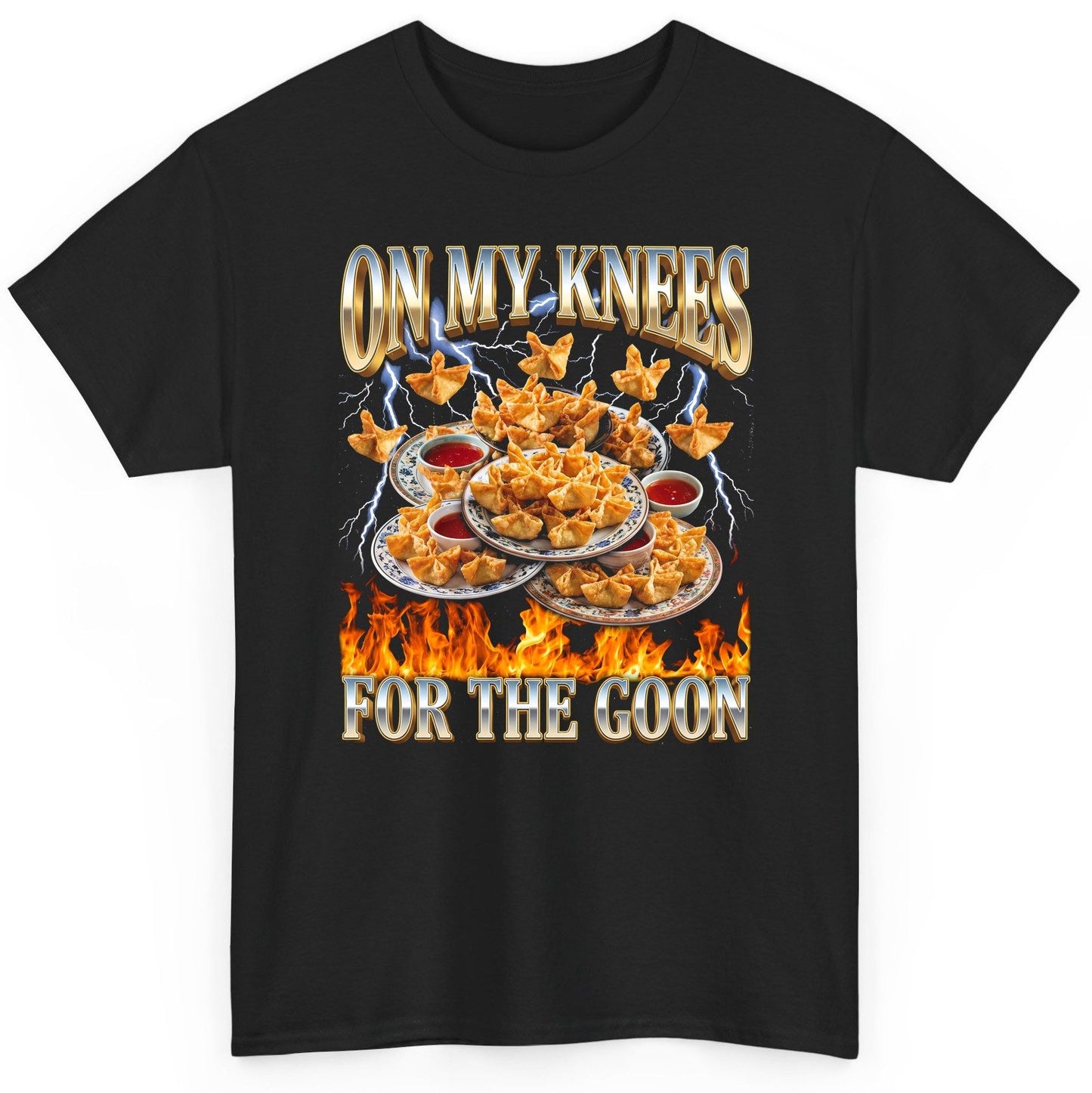 On My Knees for the Goon crab rangoon T-Shirt Black product mockup