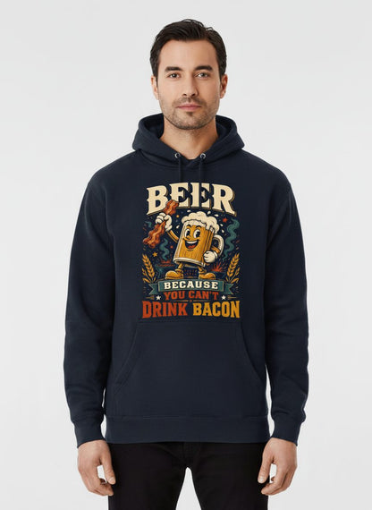 Cant Drink Bacon Beer Funny And Hoodie - product mockup - Navy