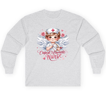 Cupid's Favorite Nurse cupid nurse Long Sleeve Tee Ash product mockup