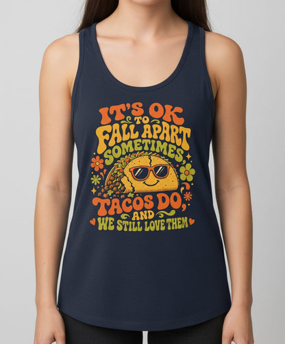 TACOS DO AND WE STILL LOVE THEM Tank Top - product mockup - Navy