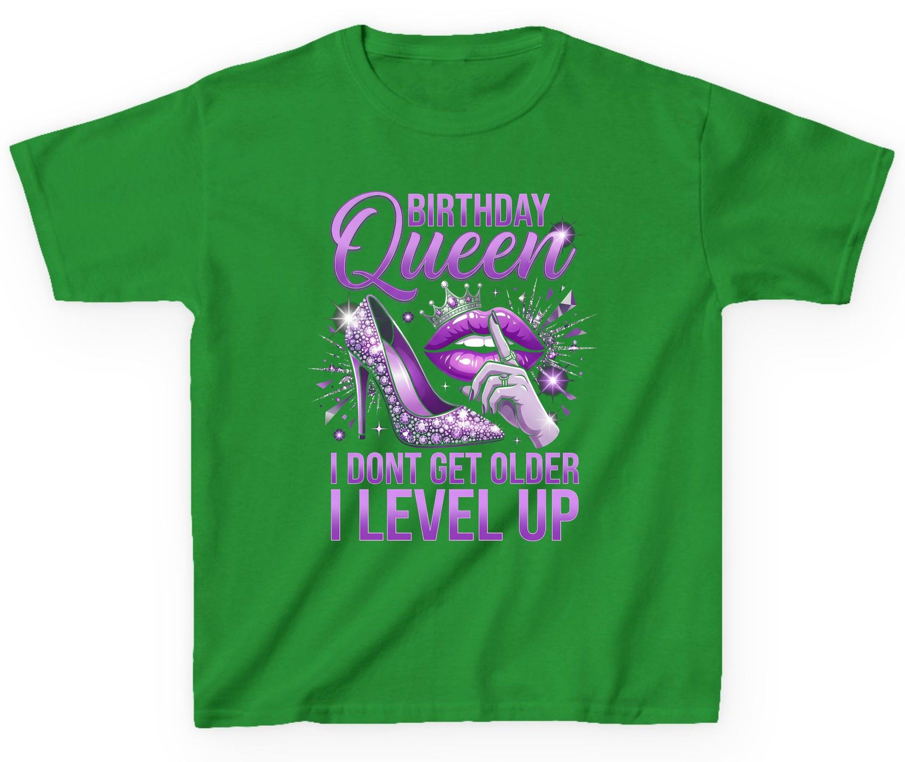 Birthday Queen I Don't Get Older I Level Up birthday celebration Youth T-Shirt Irish Green product mockup